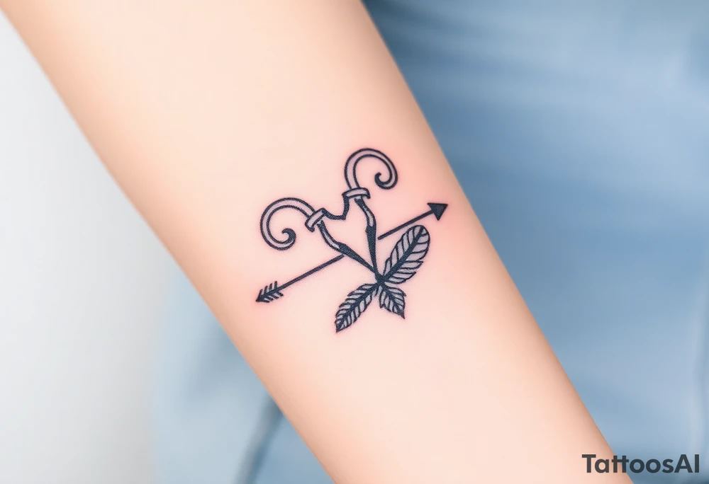 Aries zodiac sign with arrow and feather tattoo idea