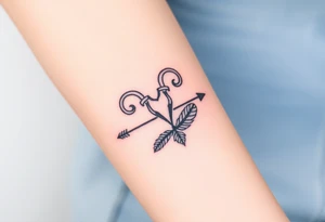 Aries zodiac sign with arrow and feather tattoo idea