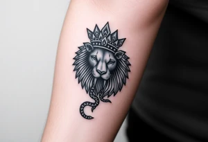 Majestic Lion with Egyptian crown and snake. More detailed tattoo idea