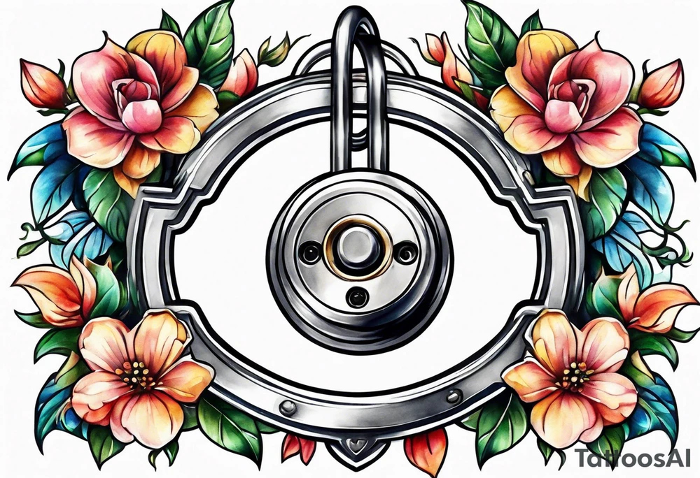 padlock flower tattoo idea
