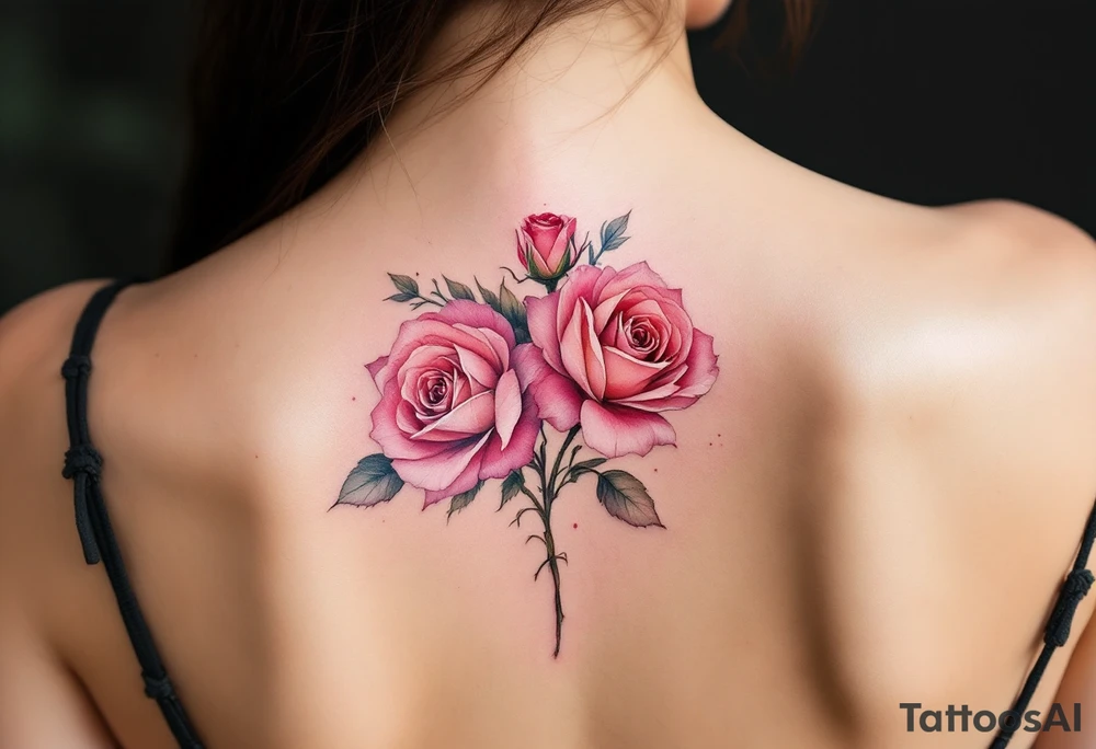 heart roses tattoo idea