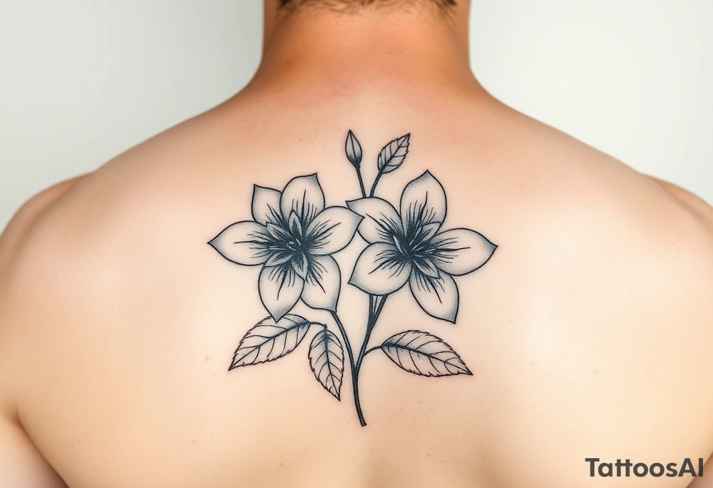 Two simple flowers together leafs on outside tattoo idea