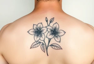 Two simple flowers together leafs on outside tattoo idea