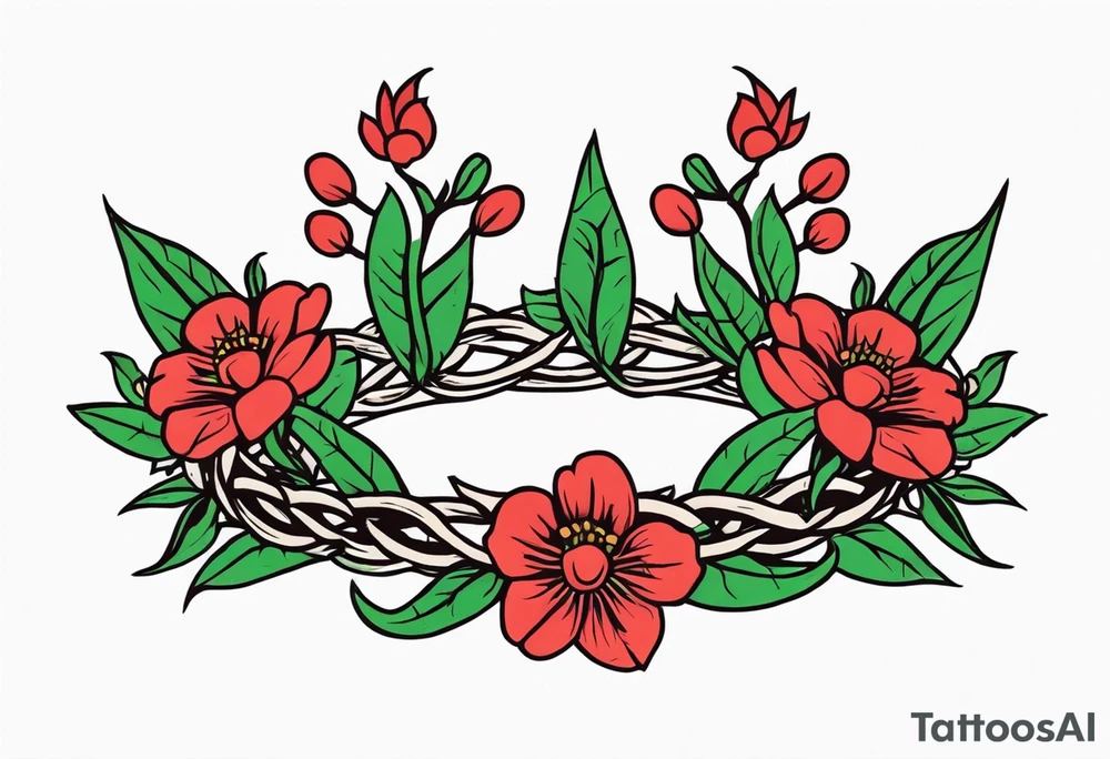 crown of thorns
old school vintage simple traditional design 
vintage flowers surrounding crown


bold color simple tattoo idea