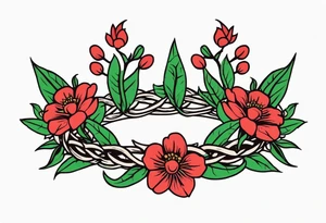 crown of thorns
old school vintage simple traditional design 
vintage flowers surrounding crown


bold color simple tattoo idea