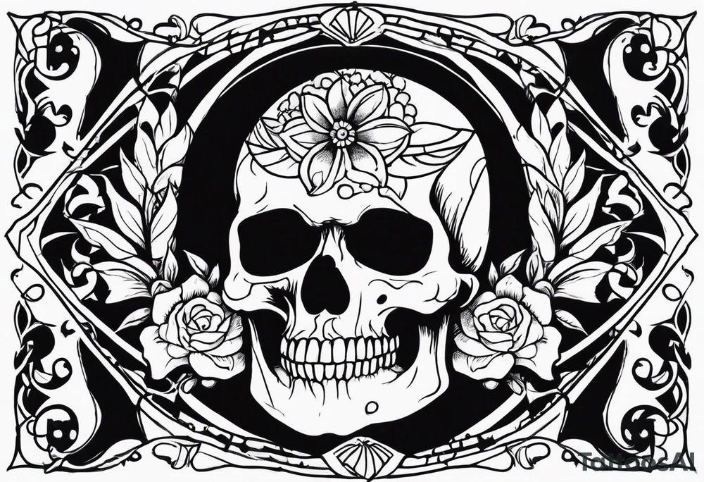 Skull written memento mori sleeve tattoo design tattoo idea