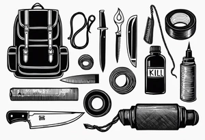 murderers kill kit open backpack knife rope duct tape tattoo idea