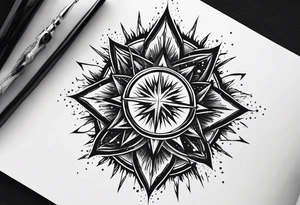 A supernova explosion represented in medieval art style tattoo idea