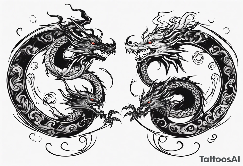 two dragons swirling to make a yin yang tattoo idea