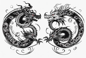 two dragons swirling to make a yin yang tattoo idea