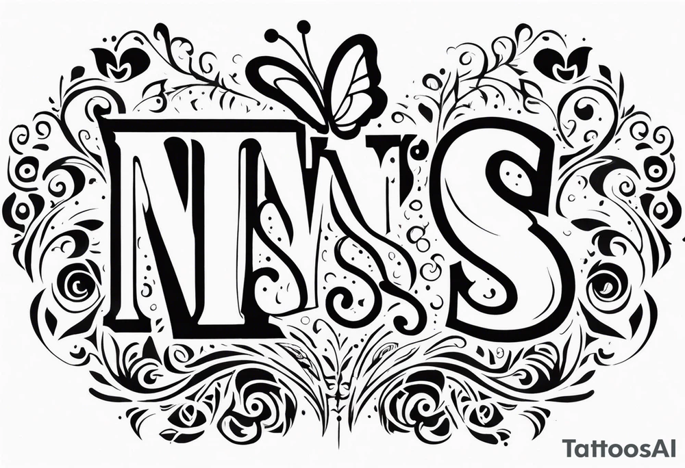 word N & S with butterfly tattoo idea