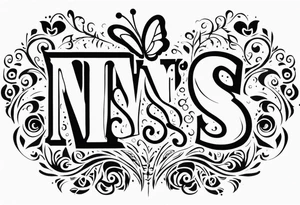 word N & S with butterfly tattoo idea