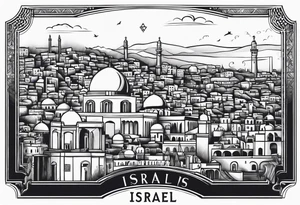 israel city vector vignette tattoo idea