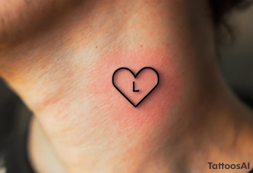 A thin-line geometric heart with a small, understated letter "L" placed subtly inside, for a sleek and contemporary look. tattoo idea