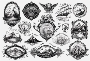 Inner bicep, stretched horizontally, visual representation of the journey of life tattoo idea
