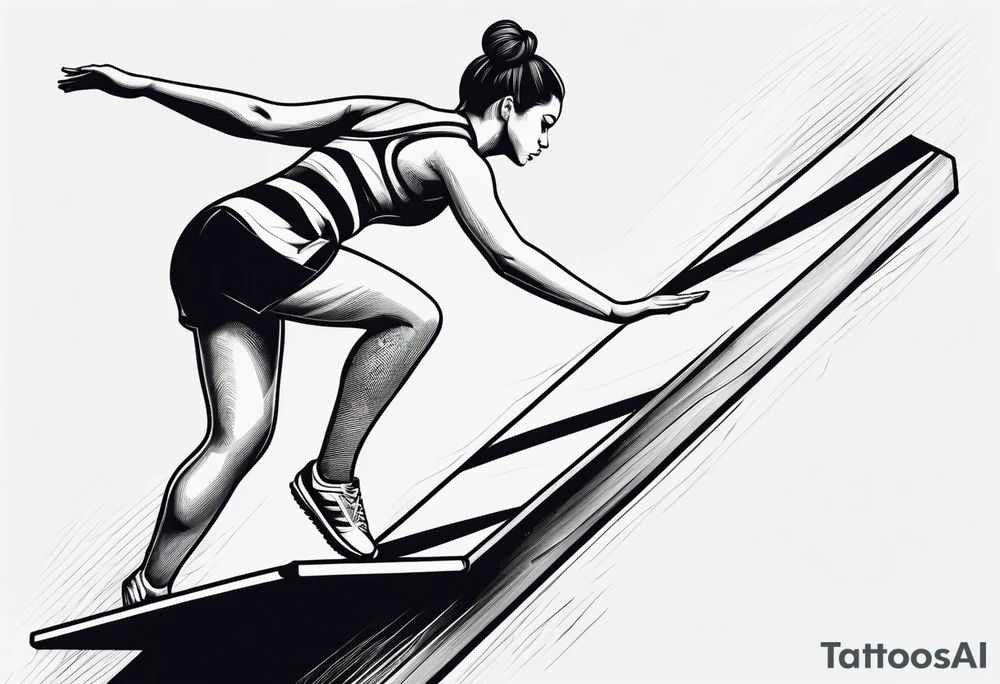 Artistic gymnastics, 1 woman on a balance beam, 1 man on a pummel horse tattoo idea