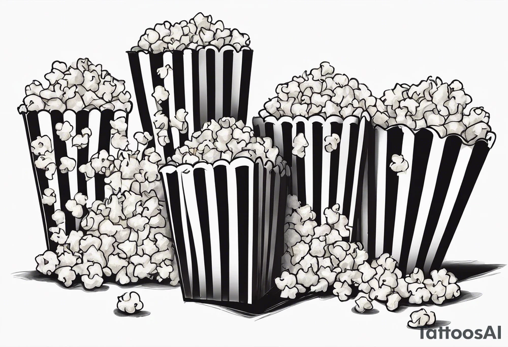 Popcorn box with vertical stripes tattoo idea