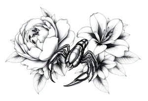 peonies and lilies with scorpion tattoo idea