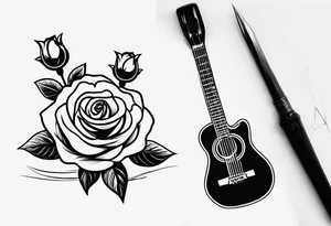 a rose with an acoustic guitar and a wrench tattoo idea