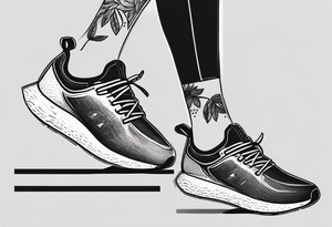 Create me a shoe print, 2 shoes tattoos, with the running distances embedded into the shoe print of, 5k, 10k, 13.1 and 26.2 tattoo idea