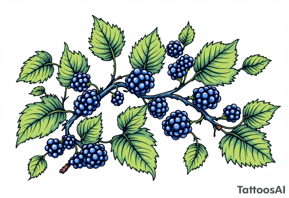 American traditional style Blackberry vine in a line tattoo idea
