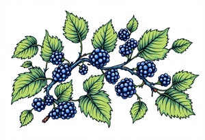American traditional style Blackberry vine in a line tattoo idea