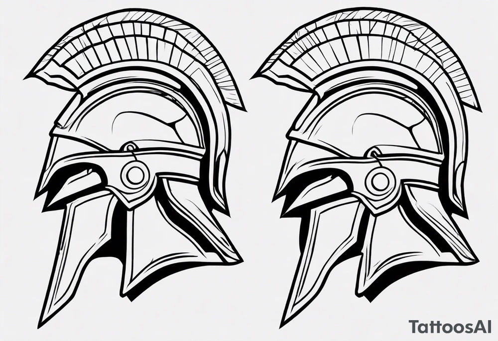 ultra-fine line linework vector of a spartan from the side tattoo idea