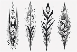 full arm tattoo. scary pointy leaves combined with geometric shapes. whole arm tattoo idea