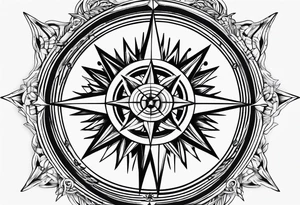simple compass rose with long lines tattoo idea