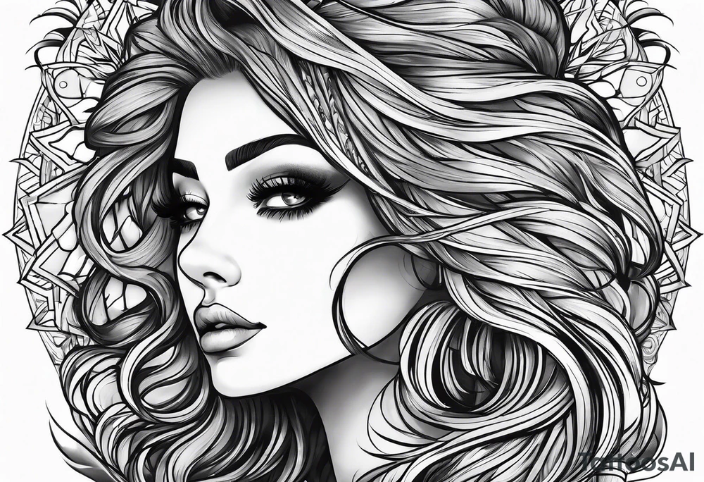 a sun with hair tattoo idea