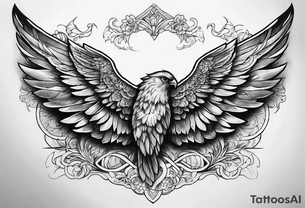 Wings with the word Glenn in the middle tattoo idea