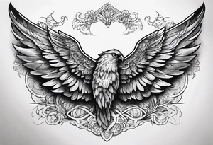 Wings with the word Glenn in the middle tattoo idea