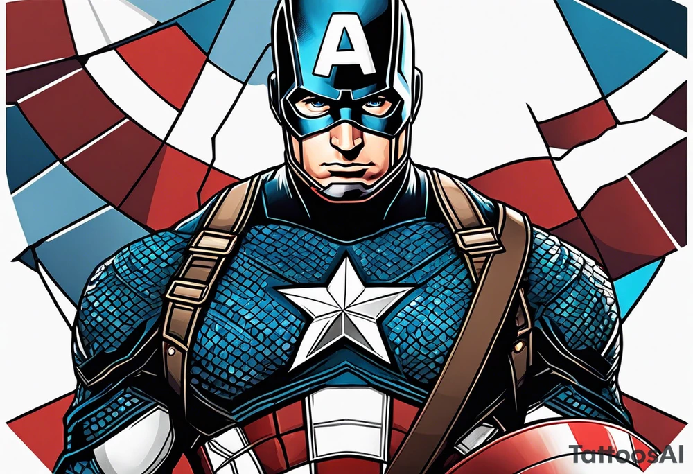 Une épee transperce le bouclier de Captain America tattoo idea