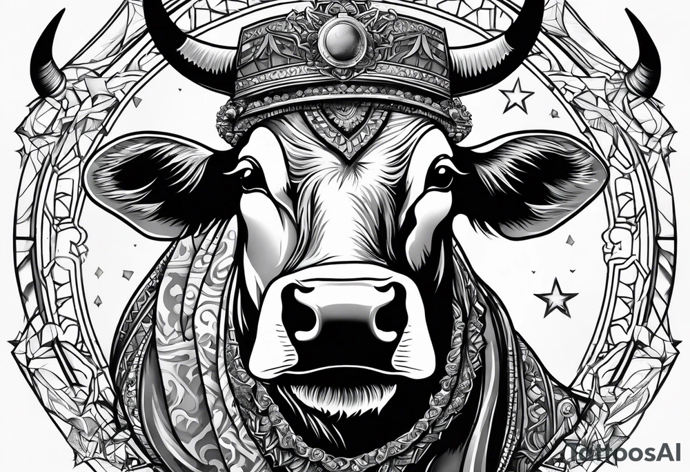 a cow in a ghost halloween costume tattoo idea
