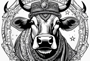 a cow in a ghost halloween costume tattoo idea