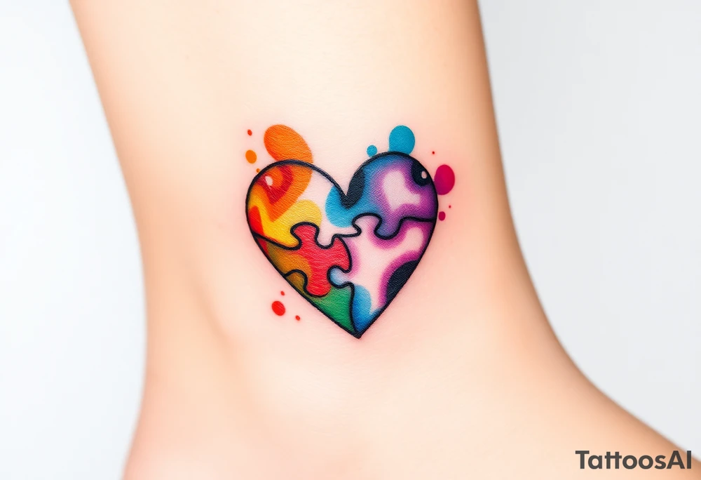 autism heart puzzle shape symbol tattoo idea