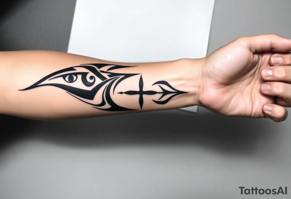 Thick tribal forearm cover up for a thick travel. S***** tattoo that wraps around my whole arm has to be thick. Has to be dark. Has to be nice tattoo idea