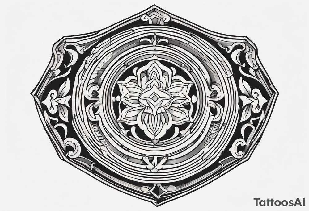 shadows inside a shield shape tattoo idea