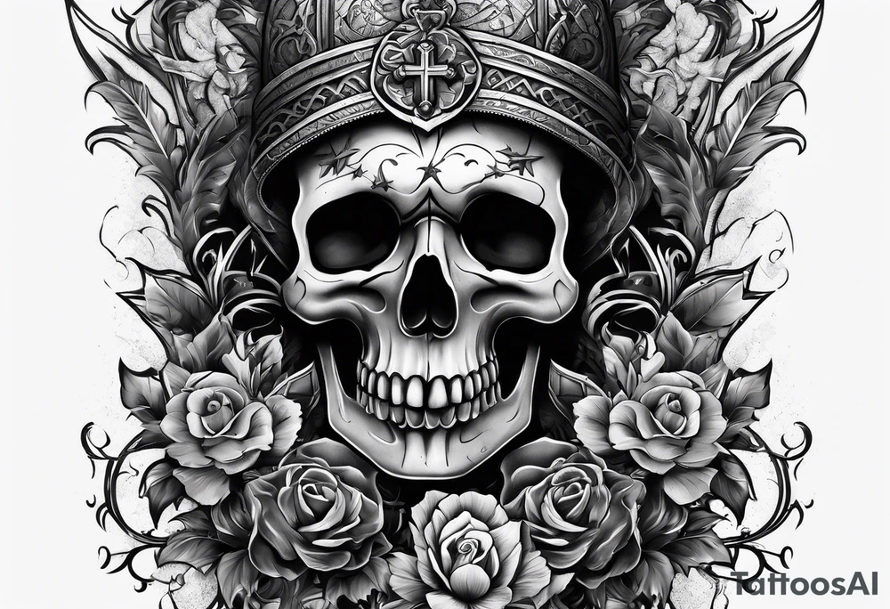 Tomb with smoke and crosses tattoo idea