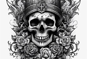 Tomb with smoke and crosses tattoo idea