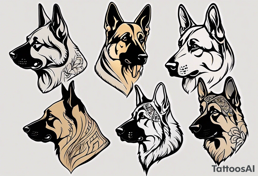 German shepherd profile tattoo idea