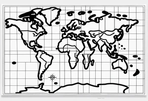 A hand drawn line map of the world, featuring a compass design of n, s, e and w - and incorporating the line "Always Carry On" tattoo idea