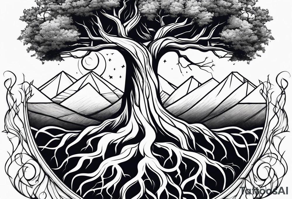 Tree and roots tattoo idea