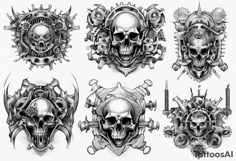 Upper thigh gears tattoo idea
