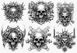 Upper thigh gears tattoo idea