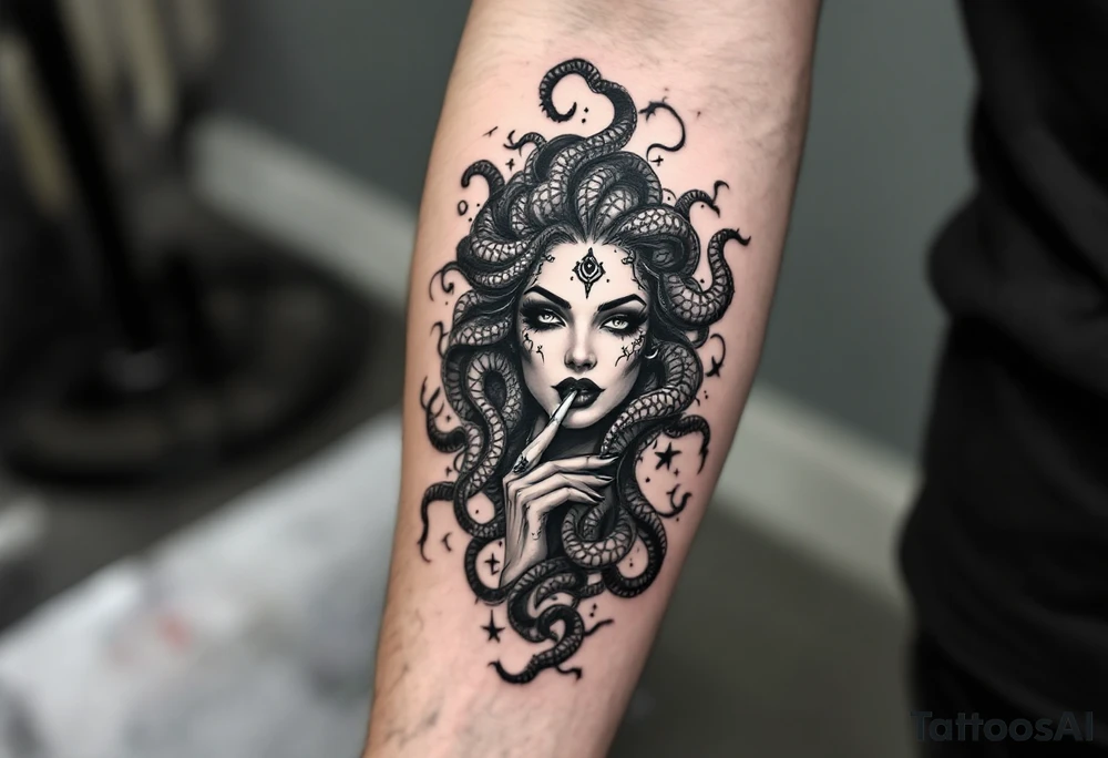 lady medusa smoking tattoo tattoo idea