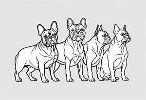 shadow of three french bull dog tattoo idea