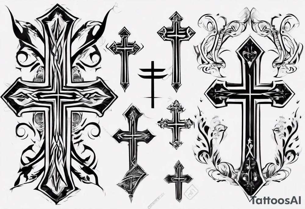Cross with the number 4 tattoo idea