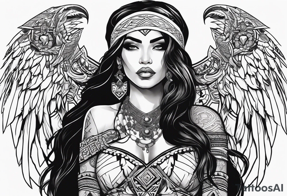 valkrye, kali, pirate, goddess, native american, zen, ooking right, left chest, wing tattoo idea valkrye, kali, pirate, goddess, native american, zen, ooking right, left chest, wing tattoo idea