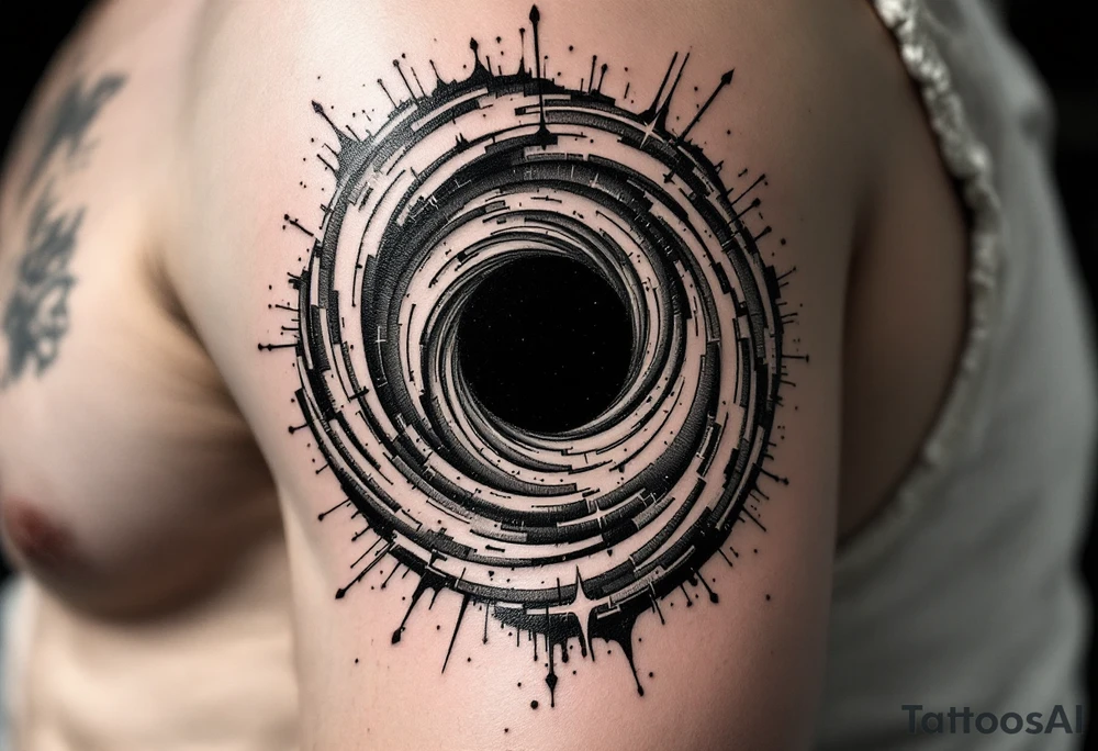 Parallel worlds centered by a black hole tattoo idea